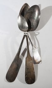 Three Antique American Coin Silver Spoons