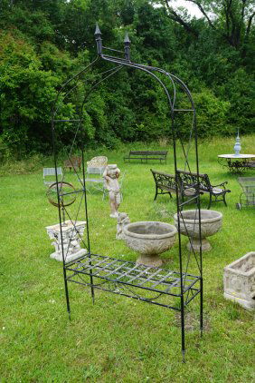 Handsome Vintage Iron Garden Seat Trellis