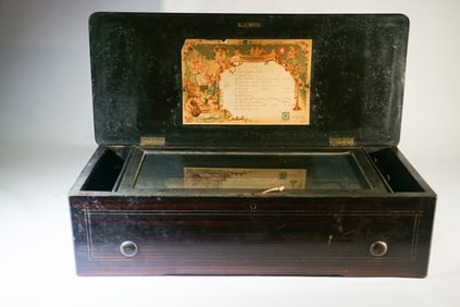 Antique Swiss Rosewood & Marquetry Cylinder Music