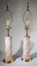 Pair Vintage Wedgewood Pottery Table Lamps
