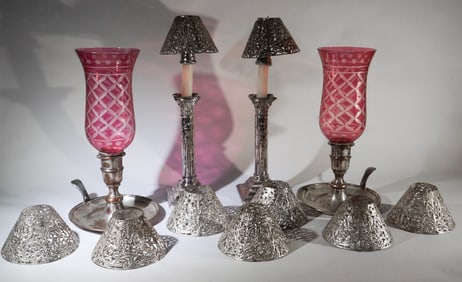 Antique Sheffield Silver Plate Lighting Pieces