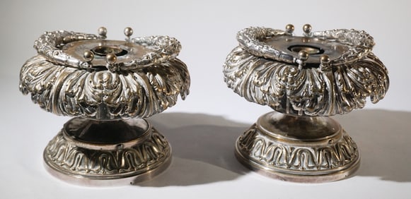 French Neoclassical Silver on Bronze Candlesticks