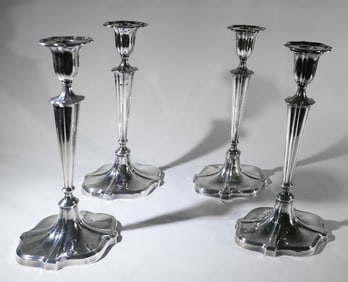 Set English Edwardian Silver Candelabra