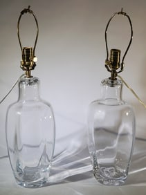 Pair Deco Blown Glass Table Lamps