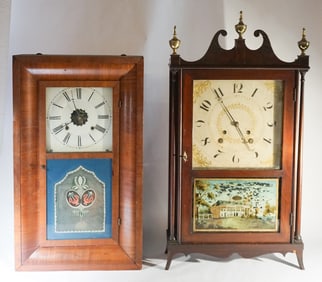Two Antique American Mahogany Mantle Clocks