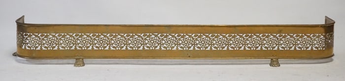 Antique English Regency Pierced Brass Fire Fender