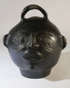 Antique Latin American Pottery Face Vessel Bank
