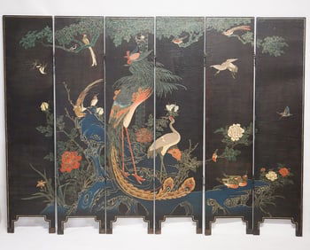 Art Deco Hand Painted Japanese Floor Screen Having Belonged to Sir Elton John