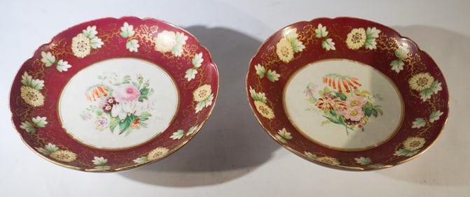 Charming Pair Antique English Porcelain Compotes
