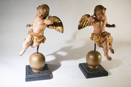 Charming Pair of Renaissance Style Carved,