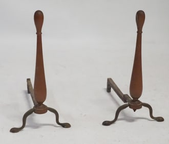 Pair Antique English Copper Andirons