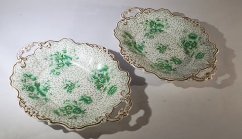 Antique Pair English Porcelain Serving Bowls