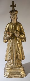 Spanish Colonial Style Carved & GiltWood Saint