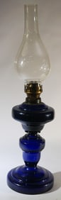 Antique Hand Blown Cobalt Glass Fluid Lamp