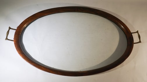 Edwardian Mahogany & Glass Oval Butlers Tea Tray