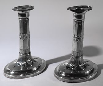 Good Pair Edwardian Sheffield Plate Candlesticks