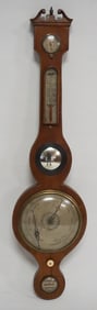 English Regency Inlaid Mahogany Wall Barometer