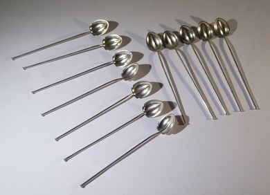 Set Whiting Sterling Silver Cocktail Straw Spoons