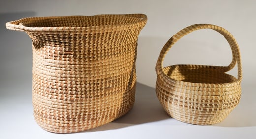 Two Vintage Sweet Grass Low Country SC Baskets