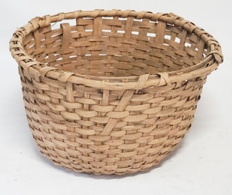 Antique American Split Oak Woven Cotton Basket