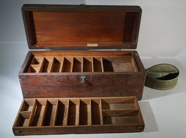 Antique Hinged Metal Fishing Bait Belt Container