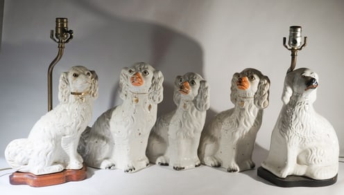 Collection Antique Staffordshire Pottery Dogs