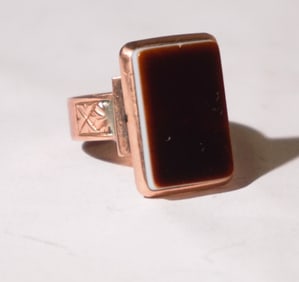 Antique Gentleman's 14k Gold Bicolor Onyx Ring