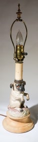Antique English Figural Pottery Pug Form Lamp