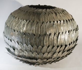 Elegant Designer Mixed Metal Centerpiece Vase