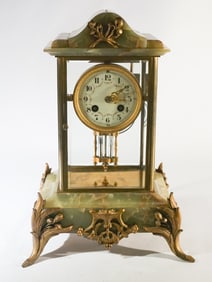Handsome French Onyx & Gilt Bronze Mantel Clock
