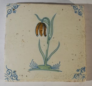 17th Century Delft Decorated Multi Color Tile