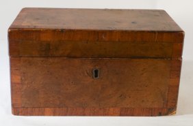 English George III Walnut & Satinwood Tea Caddy
