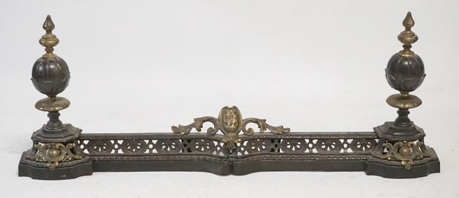 Renaissance Revival Bronze & Brass Fire Fender