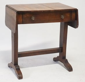 Country Federal Drop Leaf Walnut Work Table