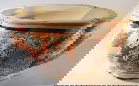 Antique Japanese Satsuma Banzai Pot or Centerpiece