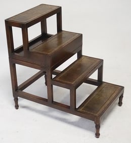 English Edwardian Club Style Folding Library Step