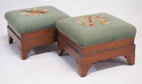 Pair American Classical Mahogany Footstools