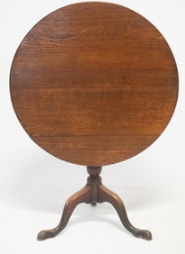 English George III Figured Oak Tilt Top Tea Table