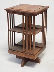 Antique Club Style Walnut Rotating Bookcase