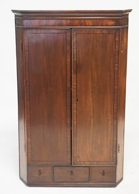 George III Inlaid Mahogany Hanging Corner Cabinet