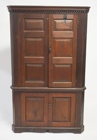 Handsome English George III Oak Corner Cabinet