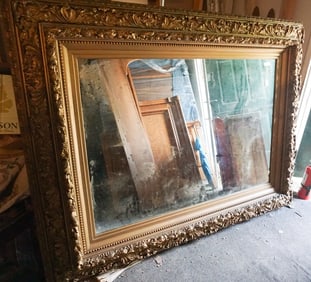 Large Antique Gilded Parlor Mirror