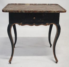French Louis XV Faux Marble Top Side or Work Table