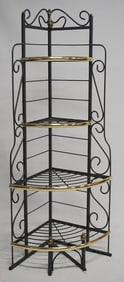 Charming Iron & Brass Corner Plant Stand or Shelf