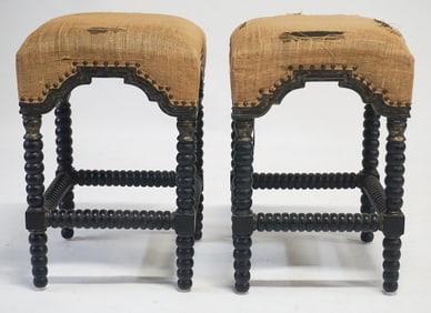 Pair Designer Regency Style Lacquered Bar Stools