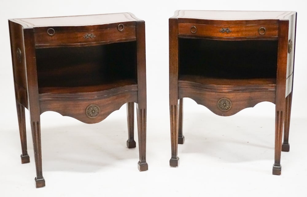 Pair English Georgian Style Leather Top Side Table (1 of 2)