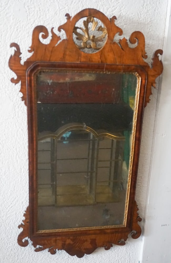 Queen Anne Carved & Gilt Walnut Looking Glass (1 of 3)
