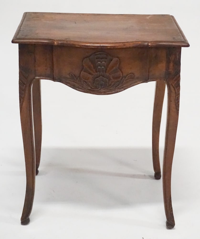 Handsome Period French Provincial Carved Walnut One Drawer Side Table (1 of 3)