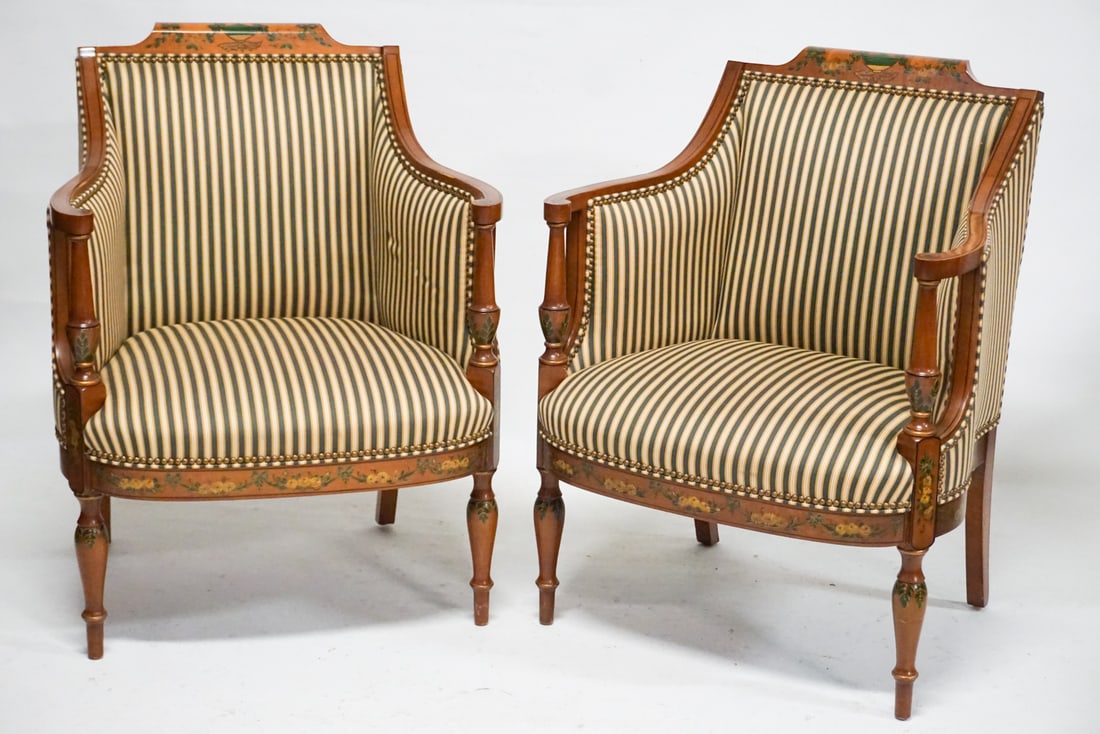 Pair English Adams Style Mahogany Armchairs (1 of 4)