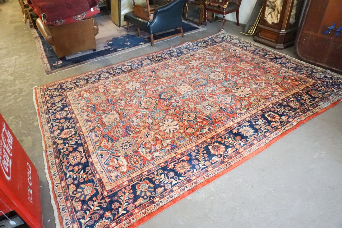 Antique Persian Heriz Carpet: Early 20th century. Having nice rich colors throughout. Some scattered wear but overall nice well kept condition. Sold from the collection of a Columbia, South Carolina family.12 ft x 9 ft